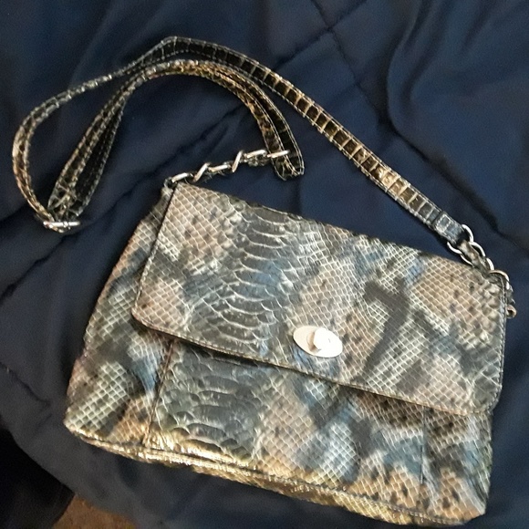 beige snakeskin purse